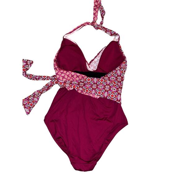 Ralph Lauren Tile Print Asymmetrical Tie One Piece Swimsuit wrap bathing suit 12 - Picture 8 of 10